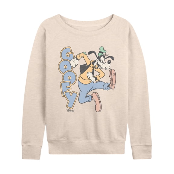 Disney - Goofy Lightweight French Terry Wide Neck Long Sleeve Graphic Shirt