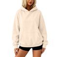 thumbnail image 6 of Garbnen Oversized Hoodies for Women Long Sleeve Women Sweatshirt Soft Fall Winter Loose Casual Trendy Pullover for Women with Pocket Khaki L, 6 of 6