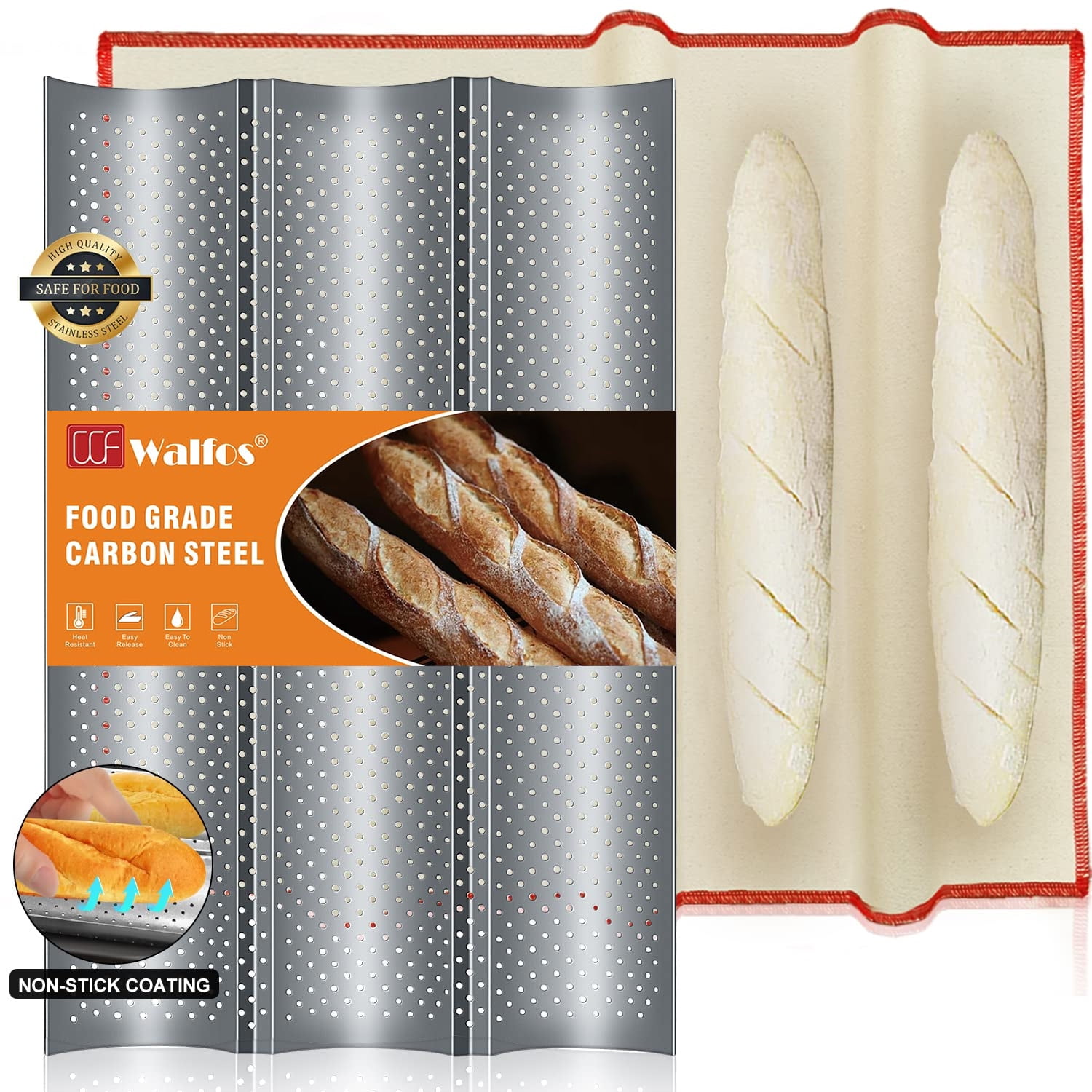 Loaf Bake Mold Nonstick Perforated French Baguette Bread Pan Toast