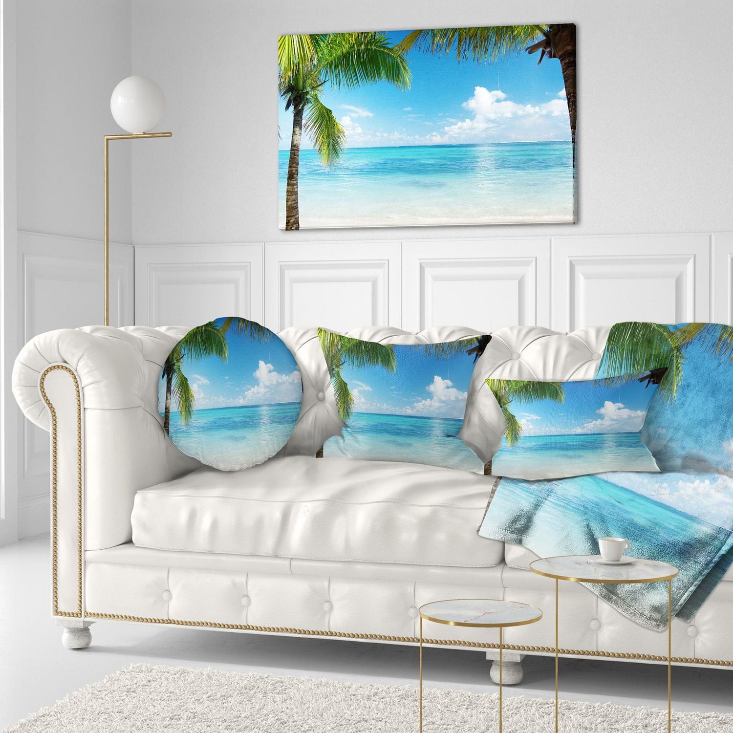Designart Palm Trees and Sea Canvas Wall Art