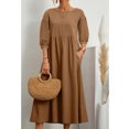 thumbnail image 3 of Vestido Suelto, Vestido De Cuello Redondo Bolsillos De Inserción De Estilo Recto Mangas De Linterna Poliéster De Tres Cuartos Para Vacaciones Para El Trabajo ANGGREK Otros, 3 of 4