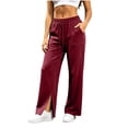 thumbnail image 3 of Ozmmyan 2026 Womens Wide Leg Sweatpants High Elastic Waist Side Split Cuff Casual Loose Fit Lounge Pants with Pockets, 3 of 8