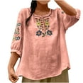 thumbnail image 2 of Bovxnpu 3/4 Length Sleeve Womens Tops, Cotton Casual Blouses for Women, Women's Loose Cotton And Linen Shirt With Three Quarter Sleeves Round Neck Top/shirt XXL, 2 of 4