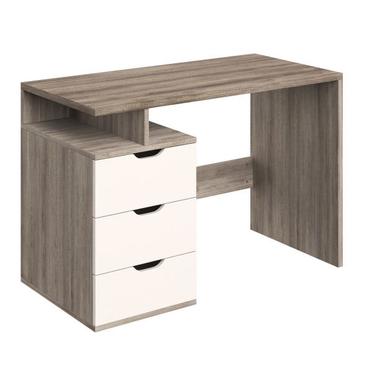 Lavish Home Computer Desk with Attached 3-Drawer File Cabinet (White)