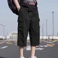 thumbnail image 4 of Mifsaly Capri Cargo Pants for Men with 4 Pockets Drawstring Elastic Waist Baggy Cropped Hiking Pant Summer Outdoor Workout Clothes XXL, 4 of 8