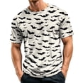 thumbnail image 2 of Halloween Shirts for Men Castle Ghost Graphic Short Sleeve Cute Tees Spider Print Crew Neck Vintage Scary T-Shirt S, 2 of 6