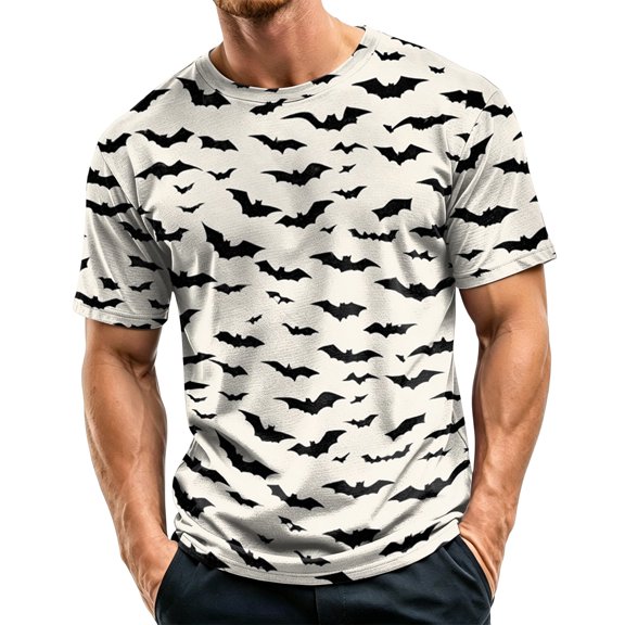 Halloween Shirt Mens Short Sleeve Funny Halloween Tees Crewneck Pumpkin Print Tops Casual Halloween Shirts for Men