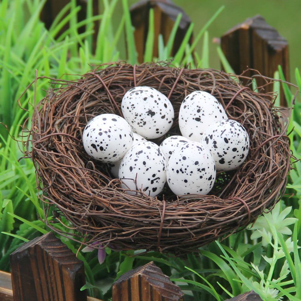 VOVCIG Artificial Bird Nest Country Style Simulation Twig Bird Nest for Handmade Easter Rattan Nest Creative Decoration for Home Garden 10~12 cm Bird Nest With Artificial Bird Eggs