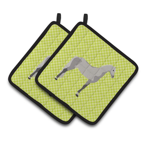 Caroline s Treasures Orlov Trotter Horse Green Pair of Pot Holders