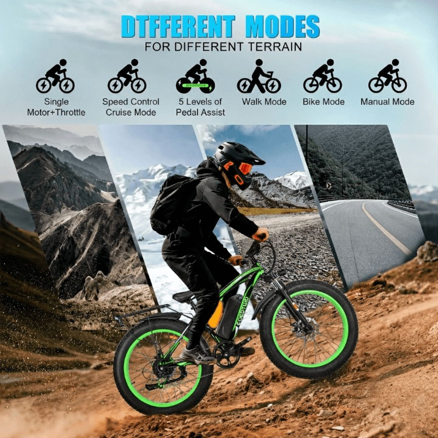 EOEOTWO 26" Fat Tire Electric Bike for Adults, 1500W Peak Motor, 48V 20Ah Battery Mountain Bike, 30 MPH Top Speed, Front Suspension & Dual Disc Brakes, 330 lbs Max Load All-Terrain E-Bike UL 2849