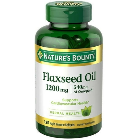 Nature's Bounty Flaxseed Oil Softgels, 1200 Mg, 125 (Best Flaxseed Oil Capsules)