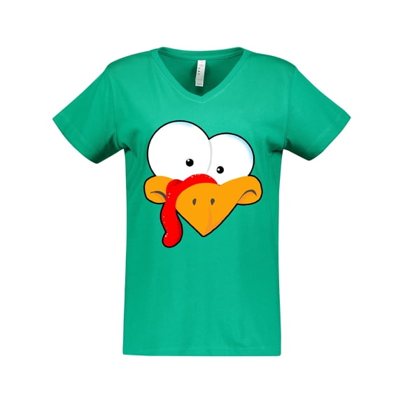 Inktastic Thanksgiving Goofball Turkey Face Women's V-Neck T-Shirt
