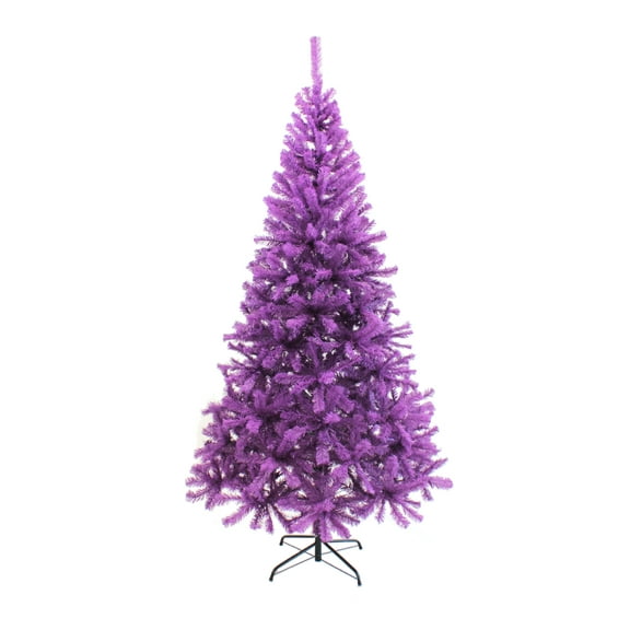 Perfect Holiday 7ft Canadian Pine Christmas Tree, 855 pvc branch tips with Metal Stand, Purple