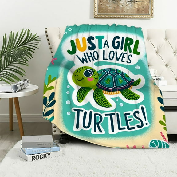 COMIO Turtle Blanket Gifts, Throw Blanket Warm Cozy Soft, Sea Turtle Gifts Blankets with Text for Women Men Decor in Travel Car Office Sofa Couch Bed