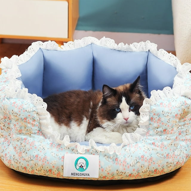 Pet Sofa Bed, Medium Small Pet Kennel, Soft Comfortable Tech Fabric, All-season Design, for Dogs Cats, Multi-purpose Pet Lounge, Durable Synthetic Material, Indoor Outdoor Use, Ihhxbz | Blue