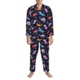 thumbnail image 3 of Lsque Cartoon Dinosaur Pattern Long Sleeve Pajama Set for Men - Soft 2-Piece Sleepwear and Loungewear Set with Pockets, Comfy Nightwear-Medium, 3 of 7