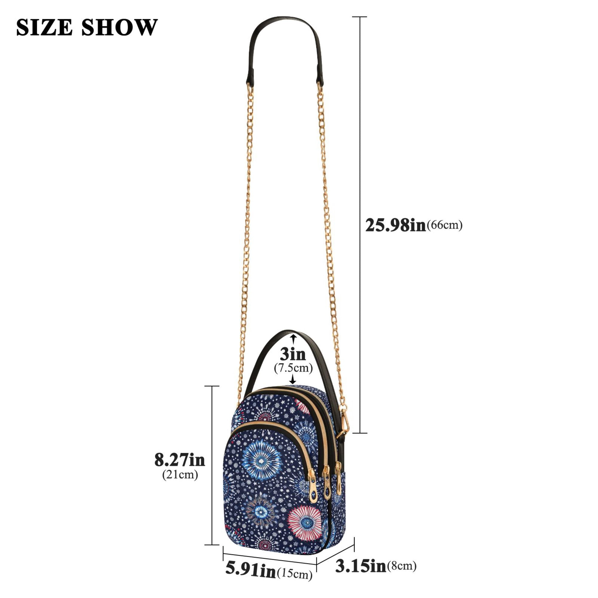 FORMRS Crossbody Bag for Women Quilted Travel Shoulder Cell Phone Purse with Chain Strap Handbag, Blue Fireworks Pattern