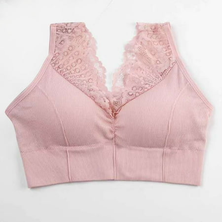 Summer Savings  Sports Bra  Seamless Lace Back  Women s Solid Color  Compression Fit  Comfortable  Breathable  Yoga  Workout  Workout Bra  Seamless Sports Bra  Plus Size Bra | Pink Free Size