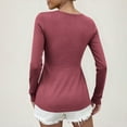 thumbnail image 4 of Ladies Tops And Blouses Solid Casual Kink Front Gathered V-Neck Long Sleeve S T-Shirt S Plus Size Up To 65% Off! Wine S-2XL, 4 of 8