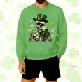 thumbnail image 2 of Amzcrzy Men's Sweatshirt St. Patrick's Day Skeleton Sweatshirt Shamrock Graphic Crewneck Tops for Men Women, Multi Colors, 2 of 7