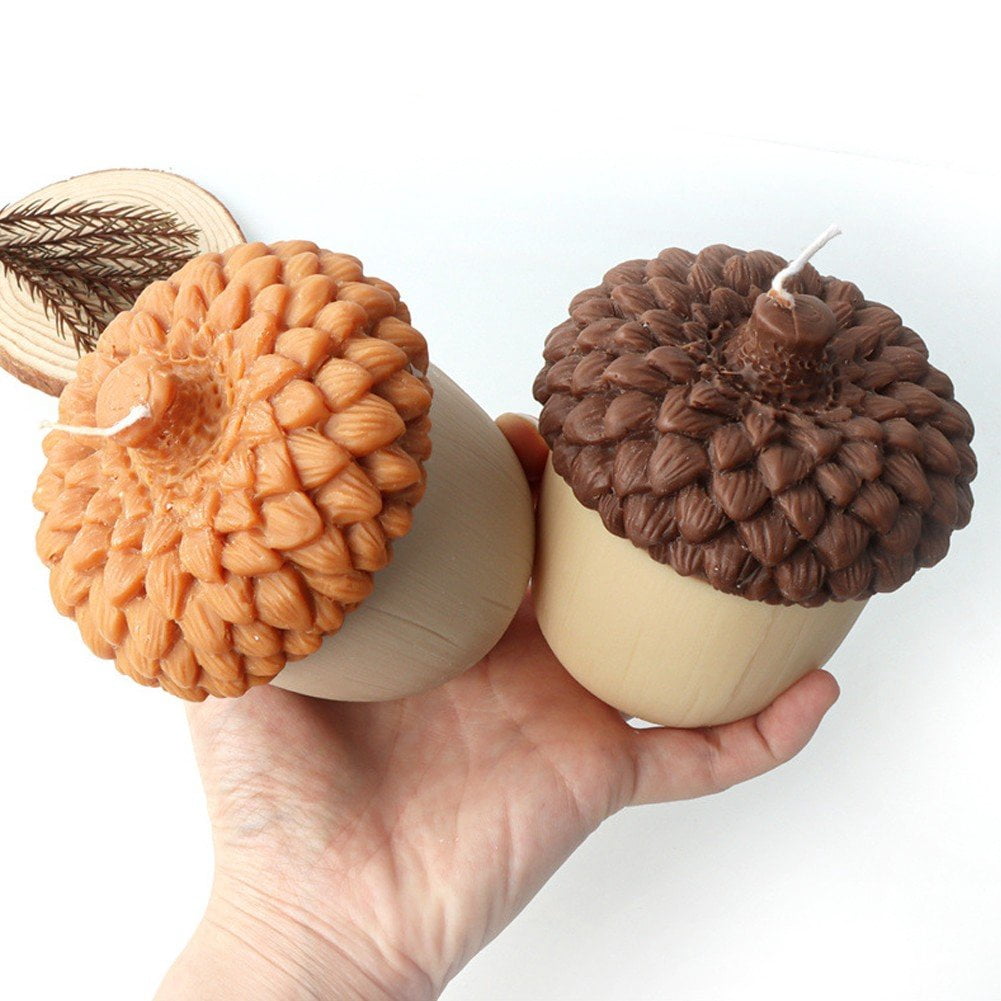 Slccxzc Pine Cone Candle Mold, Big Acorn Silicone Candle Mold Scented Christmas Candle Mould DIY Pinecone Plaster Soap Ornament Mold for Home Decoration