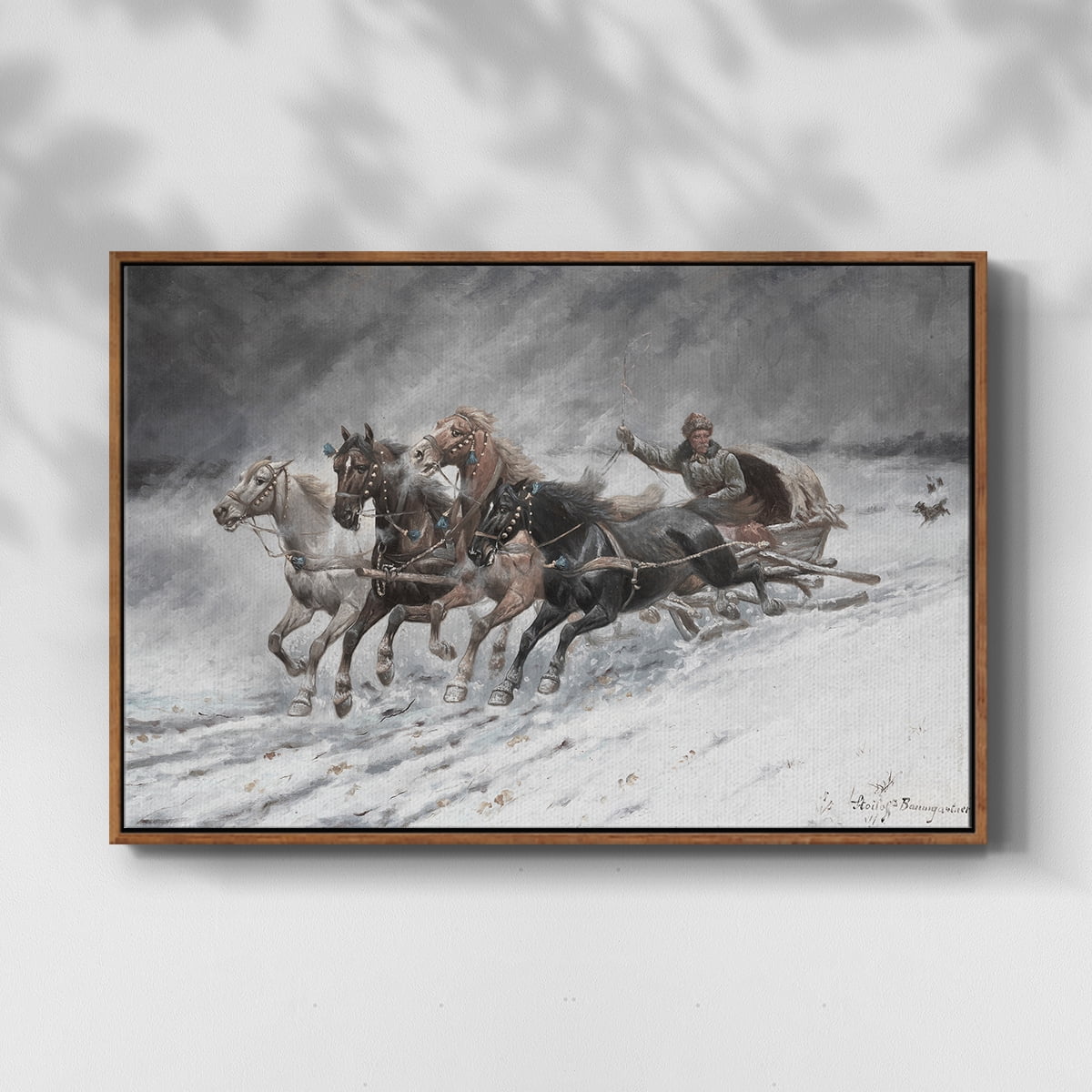 Vintage Animal Print-XXVI By Wexford Home Framed in Walnut Wood Gallery Wrapped Canvas 17 in. x 25 in.
