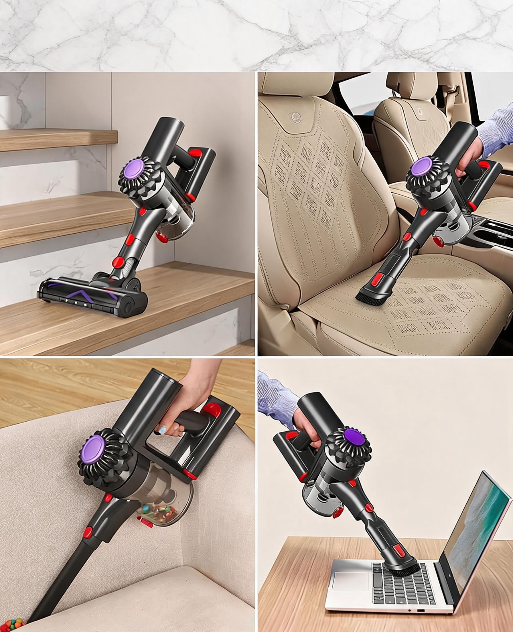 Cordless Vacuum Cleaner, 450W 40KPA, 45 Min Runtime, Lightweight Stick Vacuum with LED Display, Rechargeable, for Carpet Pet Hair Hardwood Floor, Yellow Bestseling thumbnail 10