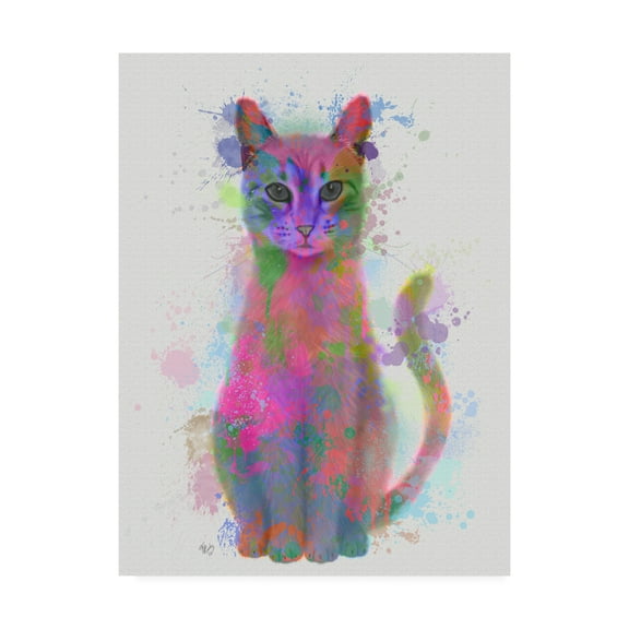 Trademark Fine Art 'Cat Rainbow Splash 4' Canvas Art by Fab Funky