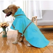 NACOCO Large Dog Raincoat Adjustable Pet Water Proof Clothes Lightweight Rain Jacket Poncho Hoodies with Strip Reflective (M, Lake Blue)