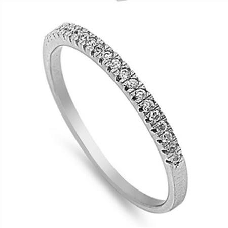 Wedding Band Stackable White CZ Wholesale Ring ( Sizes 3 4 5 6 7 8 9 10 ) .925 Sterling Silver Rings by Sac Silver (Size 5)