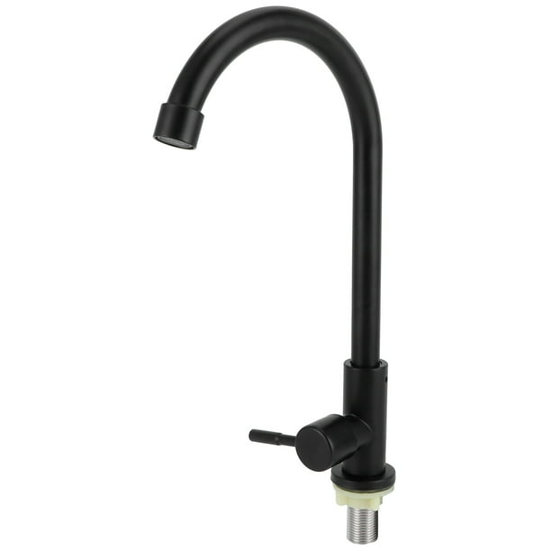 Grifo de agua de cocina Jadeshay, G1/2, 90 grados, Acero inoxidable, Color negro mate, grifo frío único, Tipo de llave