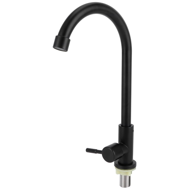 Grifo de agua de cocina Jadeshay, G1/2, 90 grados, Acero inoxidable, Color negro mate, grifo frío único, Tipo de llave
