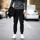 thumbnail image 2 of Jumpingount Slim Fit Hombres Pantalones casuales Elásticos apretados Harem Pantalones con bandas Elásticos apretados Harem Pantalones Lápiz Pantalones Ropa interior negro METRO Jumpingount FS6718-01, 2 of 5