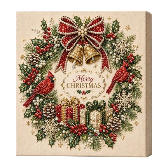 Pearl Art Kits for Adults,Merry Christmas Pearl Diamond Painting with Frame | Special Shape Diamond Art Kits, DIY Pearl Painting Kit, Pearl Gem Art Craft Kit for Beginners, Home Wall Decoration Gift