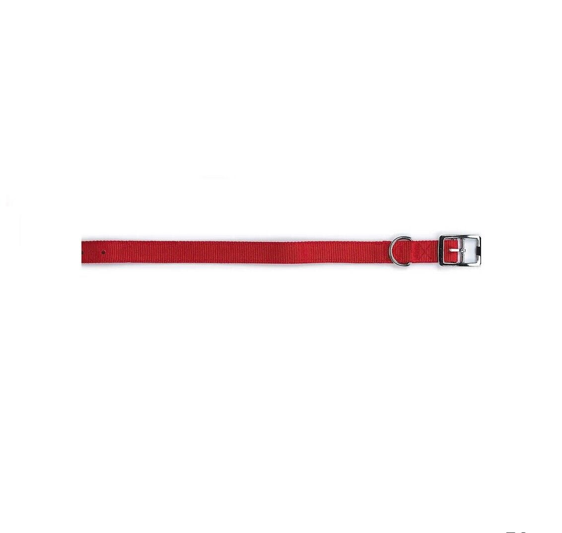 Bright Red Dog Collars Double Thick Nylon Strong Metal Buckle Heavy Duty (19 to 22 Inch)