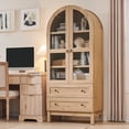 thumbnail image 4 of Arch Bookshelf with Storage Set of 2, Tall Bookcase with Glass Doors & Drawers, 4 of 7