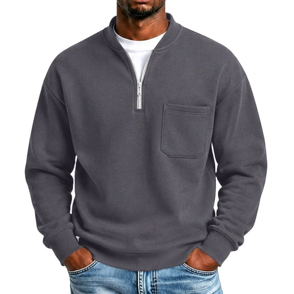 Trgacdwlo Mens 1/4 Zip Fleece Sweatshirt Fuzzy Long Sleeve Mens Pullover Shirts Plain Fall Winter Warm Sweatshirts Men with Pocket S