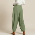 thumbnail image 4 of Women's Corduroy Pants Drawstring Elastic Waist Baggy Wide Leg Trousers Pull On Fall Winter Harem Outfit with Pockets (XL, Green), 4 of 8