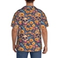 thumbnail image 3 of Pofeuu Skull daisy colorful Print Mens Casual Short Sleeve Shirts Beach Summer Spread Collar Pocket Tops Men's Casual Short-sleeved Shirt-3X-Large, 3 of 5