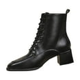thumbnail image 2 of Bnwani Women Boots Winter Fashion Toe Square Mid-Heel Chunky Ankle Casual Solid Boot Black Size 5.5, 2 of 9