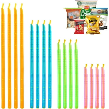 TOEVER Chip Clips 16 PCS - Reusable Bag Sealer Clips, Grip Sticks Bag Sealers for Food, Chips, Cereal, Snacks Plastic Bag Sealer Clips