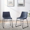 thumbnail image 3 of Walker Edison Faux Leather Dining Chair, Navy Blue (Set of 2), 3 of 4