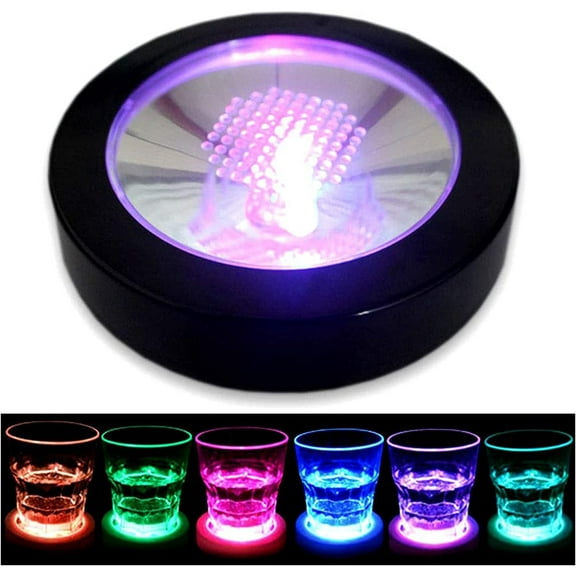 LINLIN 4Pack LED Coasters for Drinks,USB Rechargeable Light Up Coasters Bottle Lights for Bar Beer Champagne,Wine Cup Luminous Mat Cup Holder for Party Wedding Bar Club
