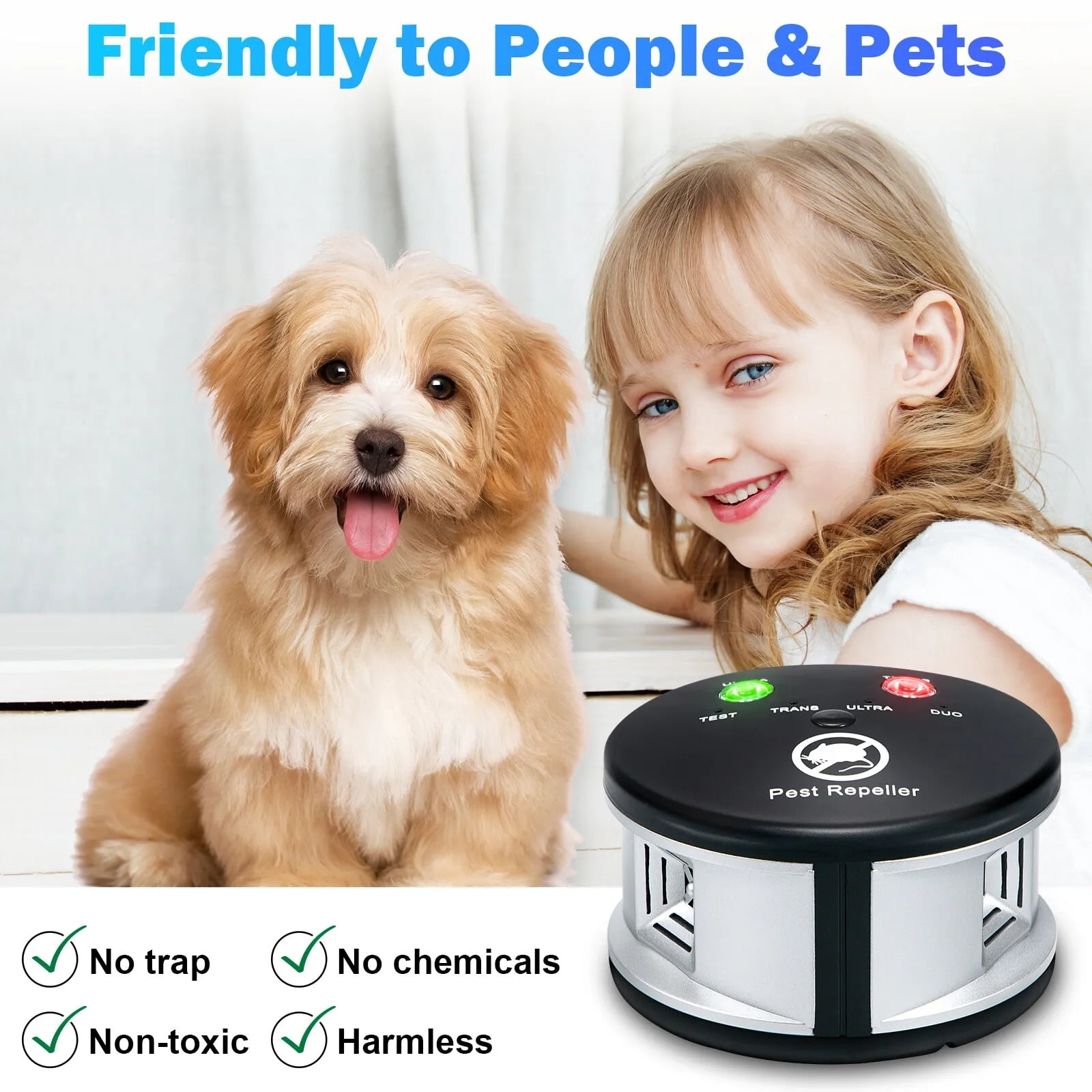4 in 1 Ultrasonic Rodent Repelent Device, 360° Squirrel Rat Spider Repelent Mice Deterrent, Pest Control Plug in Indoor for Home, Garage, Barns, Warehouse, Basement, Office