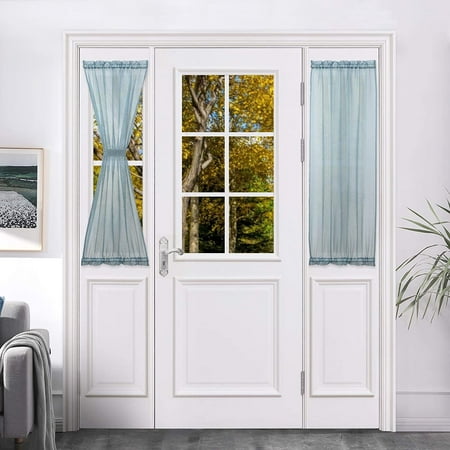 Htaiguo Sheer Door Curtains 2 Panels Sidelight Window Treatment For Narrow Glass Kitchen Front Linen Textured 25 X 72 Inches With Tieback White Canada Htaiguo Sheer Door Curtains 2 Panels, Curtains For Kitchen Window And Door