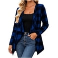 thumbnail image 2 of Mutghys Jacket for Women Plaid Long Sleeve Cardigans Home Daily Warm Comfy Fall Winter Trendy Outerwear S-2XL, 2 of 8