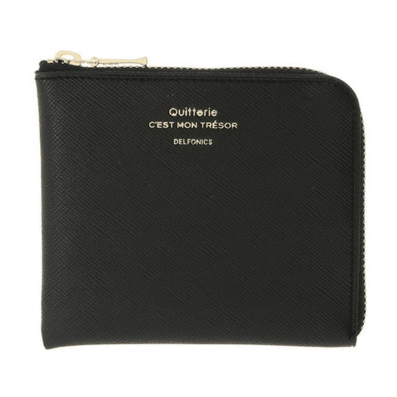 Delfonics Quitterie Half Zip Card Case: 4.3 in. x 3.8 in. (Black)