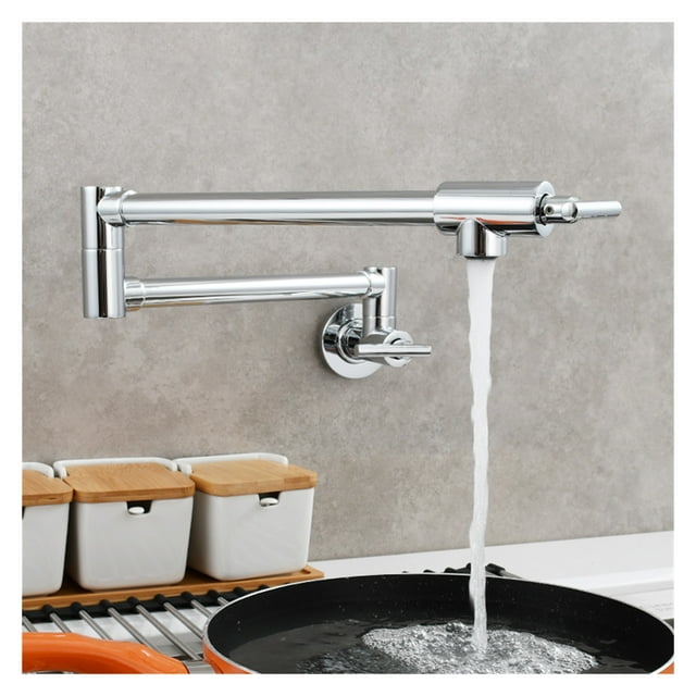Brass Double Switch Folding Faucet Advanced Rotating Kitchen Faucet Wall Mounted Cold Water Tap ,bar Laundry RV Farmhouse