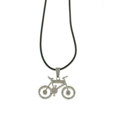 Mi Amore Bicycle Adjustable Pendant-Necklace Black & Silver-Tone
