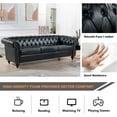 thumbnail image 5 of Chesterfield Sofas for Living Room, Rolled Arm 3-Seater Leather 84" Large Couch Deep Button Nailhead Tufted Black Upholstered Couches for Bedroom, Office Apartment (Black), 5 of 8